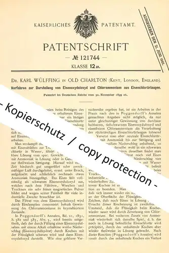 original Patent - Dr. Karl Wülffing , Old Charlton , Kent , London , England , 1899 , Eisenoxyduloxyd und Chlorammonium