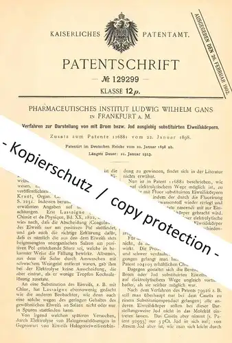 original Patent - Pharmazeutisches Institut Ludwig Wilhelm Gans , Frankfurt / Main , 1898 , Eiweiß - Körper | Brom , Jod