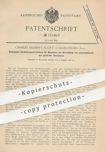original Patent - Charles Herbert Scott , Gloucester , England , 1898 , Herstellung von Linoleum - Mosaik