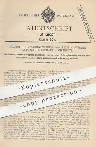 original Patent - Sächsische Maschinenfabrik / Rich. Hartmann AG Chemnitz | 1901 | Maulbrecher | Brechbacke | Werkzeug