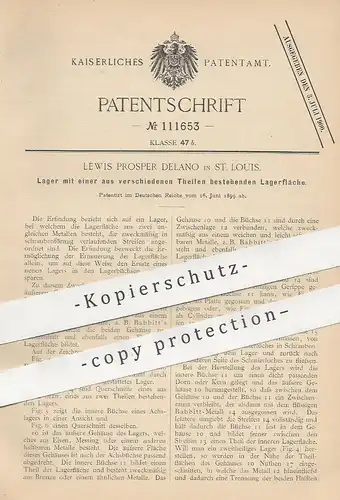 original Patent - Lewis Prosper Delano , St. Louis , 1899 | Lager | Kugellager , Lagerbüchse | Babbit Metall | Schlosser