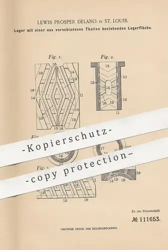 original Patent - Lewis Prosper Delano , St. Louis , 1899 | Lager | Kugellager , Lagerbüchse | Babbit Metall | Schlosser