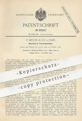 original Patent - P. Breton & Cie. , Paris , Frankreich , 1892 , Feuerungsanlage | Feuerung | Heizung , Ofen , Ofenbauer