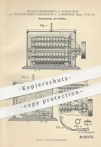 original Patent - Adolph Berrenberg , Somerville | William Emery Nickerson , Cambridge , Massachusetts , USA | Pumpe