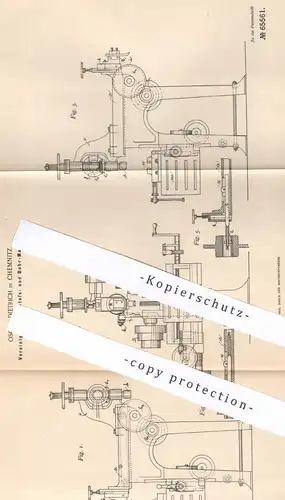 original Patent - Oscar Dietrich , Chemnitz , 1892 , Hobelmaschine u. Bohrmaschine | Bohrer , Hobel , Bohren , Metall !!