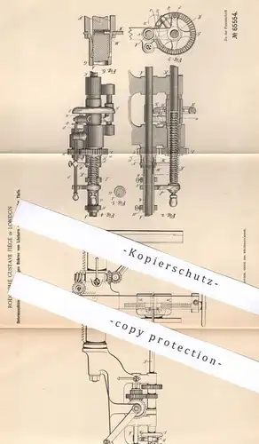 original Patent - Rodolphe Gustave Fiège , London , England , 1892 , Bohrmaschine | Bohrer , Bohren , Metall , Schlosser