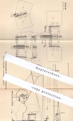 original Patent - Alfred Herrmann , Münster / Elsass , 1891 , Signal zur Anzeige an Arbeitsmaschinen | Mühle , Mühlen !