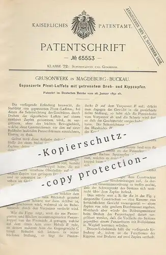 original Patent - Grusonwerk , Magdeburg / Buckau , 1892 , Gepanzerte Pivot - Laffete | Waffen , Panzer , Geschütz !!!