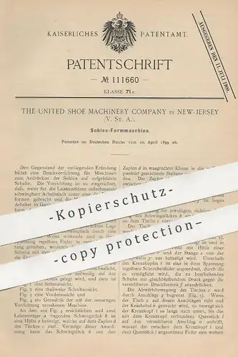 original Patent - The United States Shoe Machinery Comp. New Jersey USA 1899 | Sohlen - Formmaschine | Schuhe , Schuster