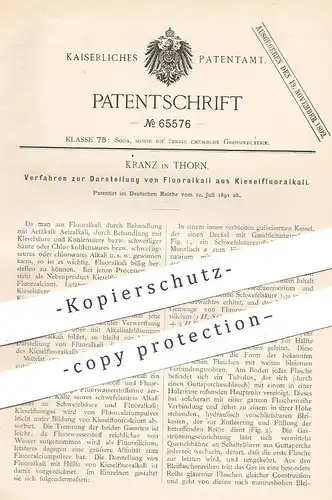 original Patent - Kranz , Thorn , 1891 , Darstellung von Fluoralkali aus Kieselfluoralkali | Alkali , Chemie !!!