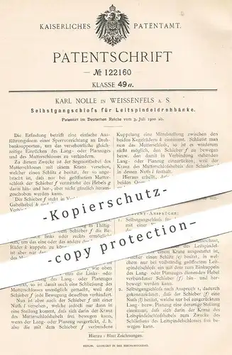 original Patent - Karl Nolle , Weißenfels / Saale , 1900 , Selbstgangschloss für Leitspindeldrehbank | Schloss , Sperre