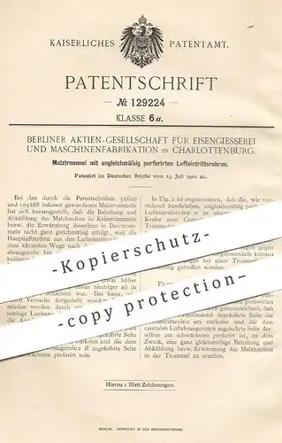 original Patent - Berliner AG für Eisengiesserei & Maschinenfabrikation | 1901 | Malztrommel | Malz , Brauerei , Darre