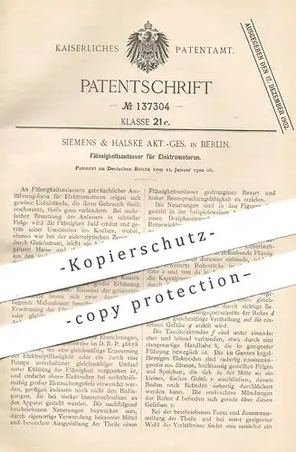original Patent - Siemens & Halske AG , Berlin , 1902 , Flüssigkeitsanlasser für Elektromotor | Anlasser , Motor !!!