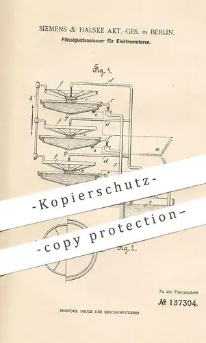 original Patent - Siemens & Halske AG , Berlin , 1902 , Flüssigkeitsanlasser für Elektromotor | Anlasser , Motor !!!