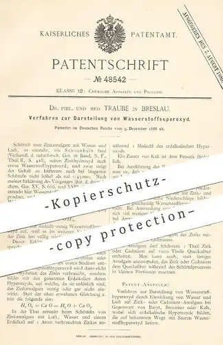 original Patent - Dr. phil. u. med. Traube , Breslau , 1888 , Darstellung von Wasserstoffsuperoxyd | Schoenbein | Chemie