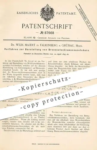 original Patent - Dr. Wilh. Majert , Falkenberg / Grünau / Mark , 1895 , Darst. von Brenzcatechinmonoacetsäure | Säure