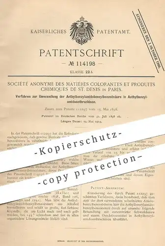 original Patent - Société Anonyme des Matières Colorantes et Produits Chimiques de St. Denis ,  Paris Frankreich | Säure