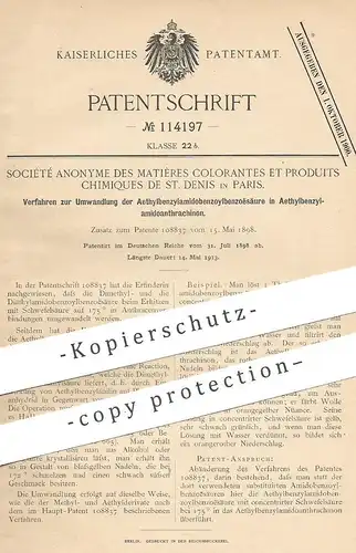 original Patent - Société Anonyme des Matières Colorantes et Produits Chimiques de St. Denis ,  Paris Frankreich | Säure