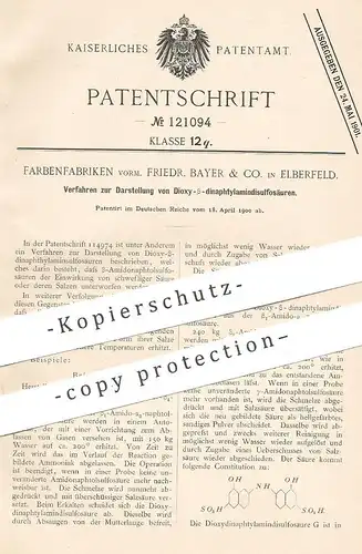 original Patent - Farbenfabriken vorm. Friedr. Bayer & Co. , Elberfeld 1900 | Dioxy-ß-dinaphytylamindisulfosäure | Säure