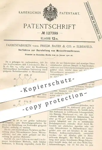 original Patent - Farbenfabriken vorm. Friedr. Bayer & Co. , Elberfeld 1901 | Darstellung von Mesonitranthracen | Chemie