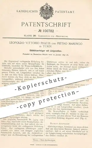 original Patent - Leopoldo Vittorio Pratis , Pietro Marengo , Turin Italien | Glühkörperträger | Glühlampe , Licht