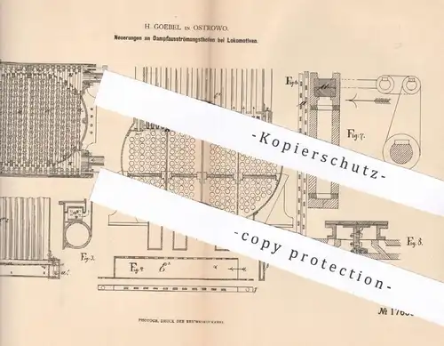 original Patent - H. Goebel , Ostrowo , 1880 , Dampfausströmung bei Lokomotiven | Lokomotive , Eisenbahn