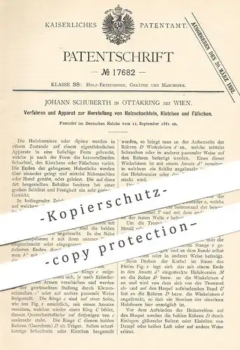 original Patent - Johann Schuberth , Ottakring / Wien / Österreich , 1881 , Holzschachtel , Holz - Kiste