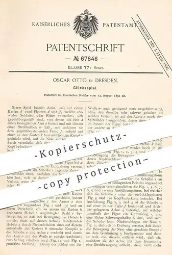 original Patent - Oscar Otto , Dresden , 1892 , Glücksspiel | Spiel , Gewinnspiel , Sport , Spieluhr !!!