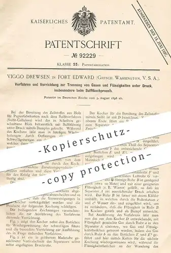 original Patent - Viggo Drewsen , Fort Edward , Washington , USA , 1896 , Trennung von Gas und Flüssigkeit unter Druck