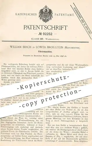 original Patent - William Birch , Lower , Brougton , Manchester , England , 1896 , Filtriermaschine | Filter , Filtern !