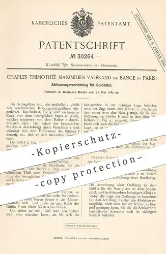 original Patent - Charles Thimothée Maximilien Valérand de Bange , Paris , Frankreich , 1884 , Abfeuerung der Geschütze