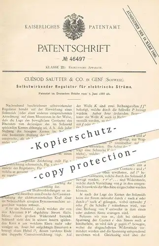 original Patent - Cuénod Sautter & Co. , Genf / Schweiz , 1888 , Regulator für elektrische Ströme | Strom , Elektriker