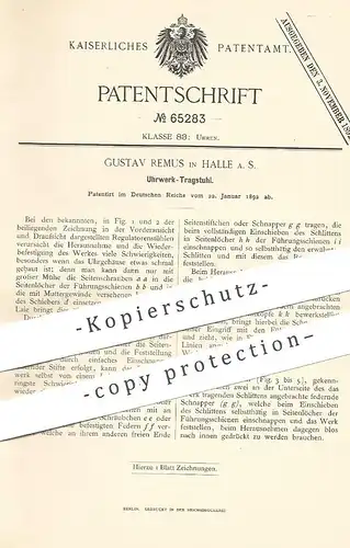 original Patent - Gustav Remus , Halle / Saale , 1892 , Uhrwerk - Tragstuhl | Uhr , Uhren , Uhrmacher , Wecker !!