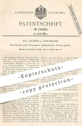original Patent - Aug. Klönne , Dortmund , 1900 , Transport von aufgelöstem Fördergut | Getreide , Kohlen , Beförderung