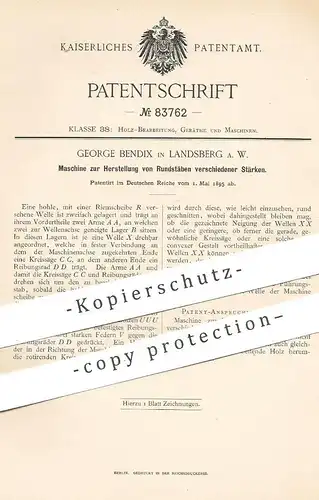 original Patent - George Bendix , Landsberg , 1895 , Herst. von Rundstäben aus Holz | Stab , Tischler , Drechsler !!!