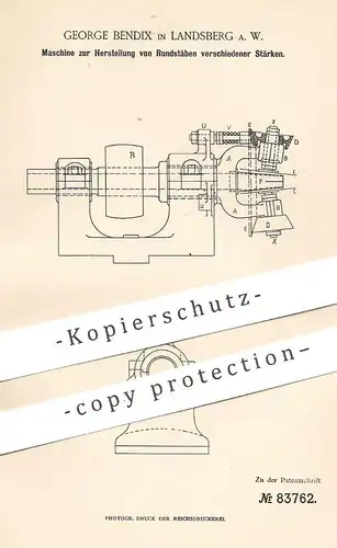 original Patent - George Bendix , Landsberg , 1895 , Herst. von Rundstäben aus Holz | Stab , Tischler , Drechsler !!!