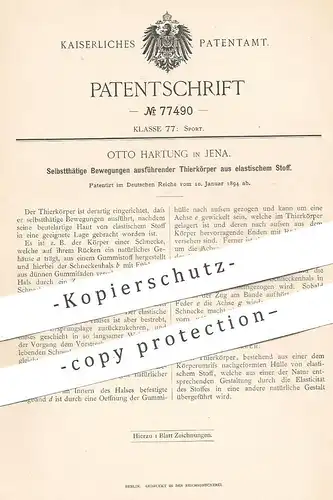 original Patent - Otto Hartung , Jena , 1894 , selbst bewegliche Spielzeug - Tiere aus Stoff | Stofftiere , Gummistoff