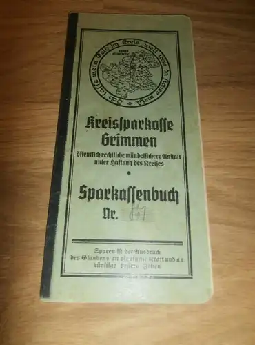 altes Sparbuch Grimmen / Zarrentin , 1937-45 , K. Kaufmann , Mecklenburg , Sparkasse , Bank , Post !!!