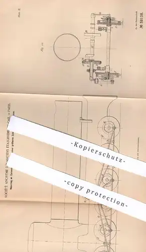 original Patent - Société Anonyme des Anciens Etablissements Cail , Paris , Frankreich , 1886 , Kurven - Lokomotive !!