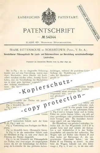 original Patent - Frank Rittenhouse , Norristown Pennsylvania USA , 1890 | Führungstisch für Lochmaschine , Bohrmaschine