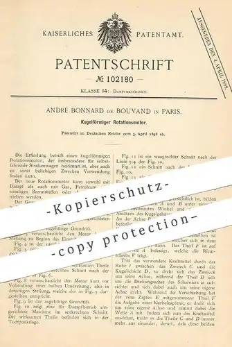 original Patent - André Bonnard de Bouvand , Paris , Frankreich , 1898 , Kugelförmiger Rotationsmotor | Rotation | Motor