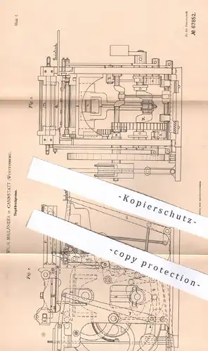 original Patent - Wilh. Mailänder , Stuttgart / Cannstatt , 1892 , Tiegeldruckpresse | Druckpresse | Druck , Presse !!