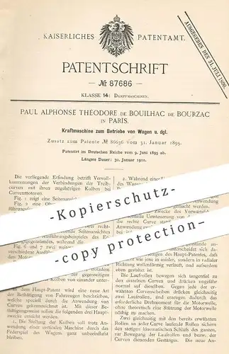 original Patent - Paul Alphonse Théodore de Bouilhac de Bourzac , Paris , Frankreich | 1895 | Kraftmaschine , Motor !!!