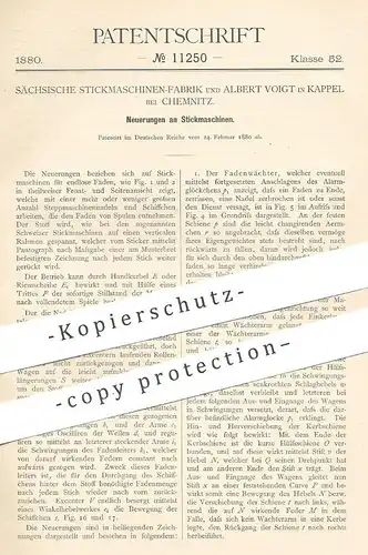 original Patent - Sächsische Stickmaschinen Fabrik , Albert Voigt , Kappel / Chemnitz , 1880 , Stickmaschine | Sticken