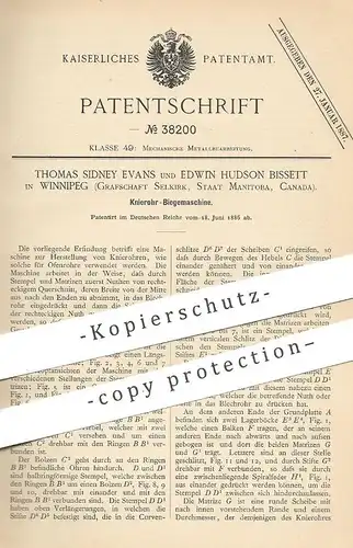 original Patent - Thomas Sidney Evans , Edwin Hudson Bissett , Winnipeg , Selkirk , Canada | Ofenrohr - Biegemaschine