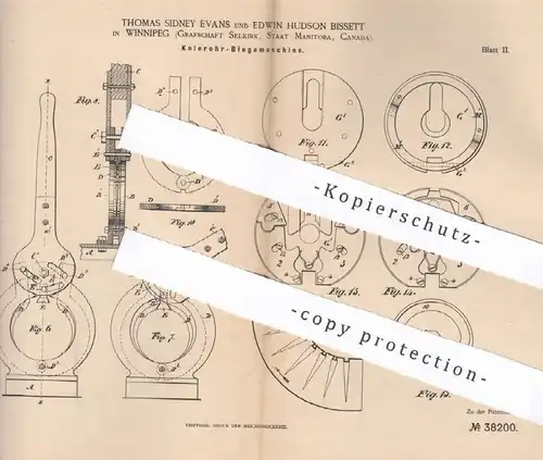 original Patent - Thomas Sidney Evans , Edwin Hudson Bissett , Winnipeg , Selkirk , Canada | Ofenrohr - Biegemaschine