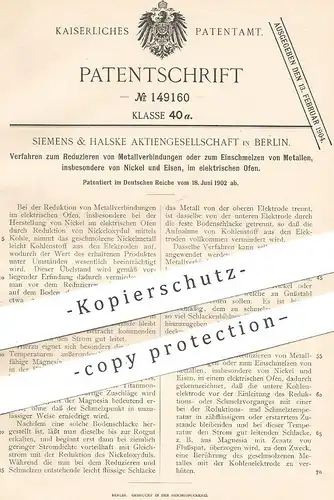 original Patent - Siemens & Halske AG , Berlin , 1902 , Einschmelzen von Metall im elektrischen Ofen | Schmelzofen !!!