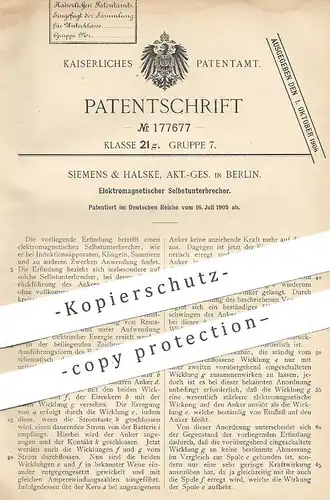 original Patent - Siemens & Halske AG , Berlin , 1905 , Elektromagnetischer Selbstunterbrecher | Elektromagnet , Magnet