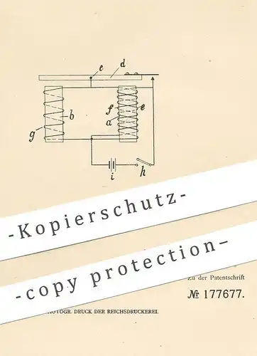 original Patent - Siemens & Halske AG , Berlin , 1905 , Elektromagnetischer Selbstunterbrecher | Elektromagnet , Magnet