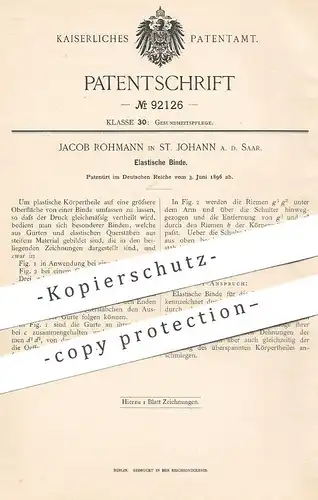 original Patent - Jacob Rohmann , St. Johann / Saar , 1896 , Elastische Binde | Verband , Medizin , Arzt !!!